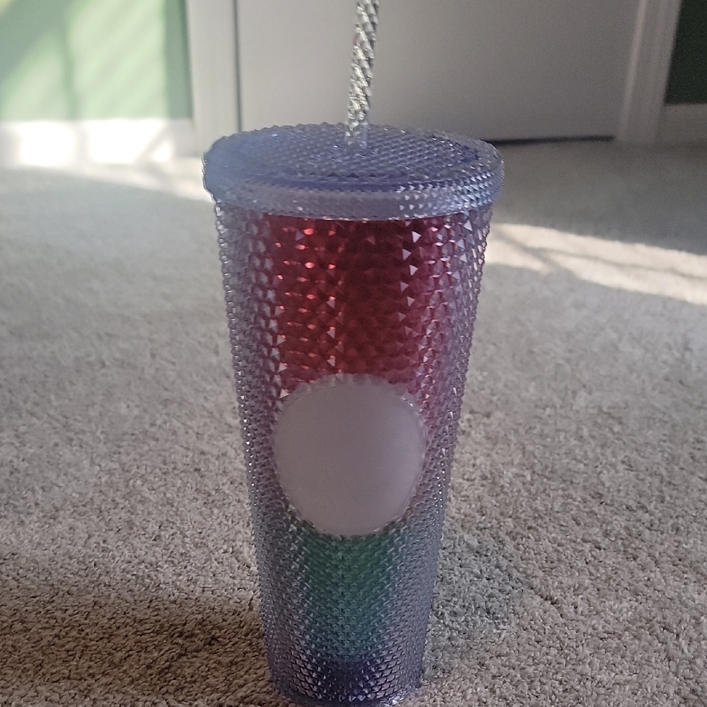 Colorful Studded Tumbler with Straw